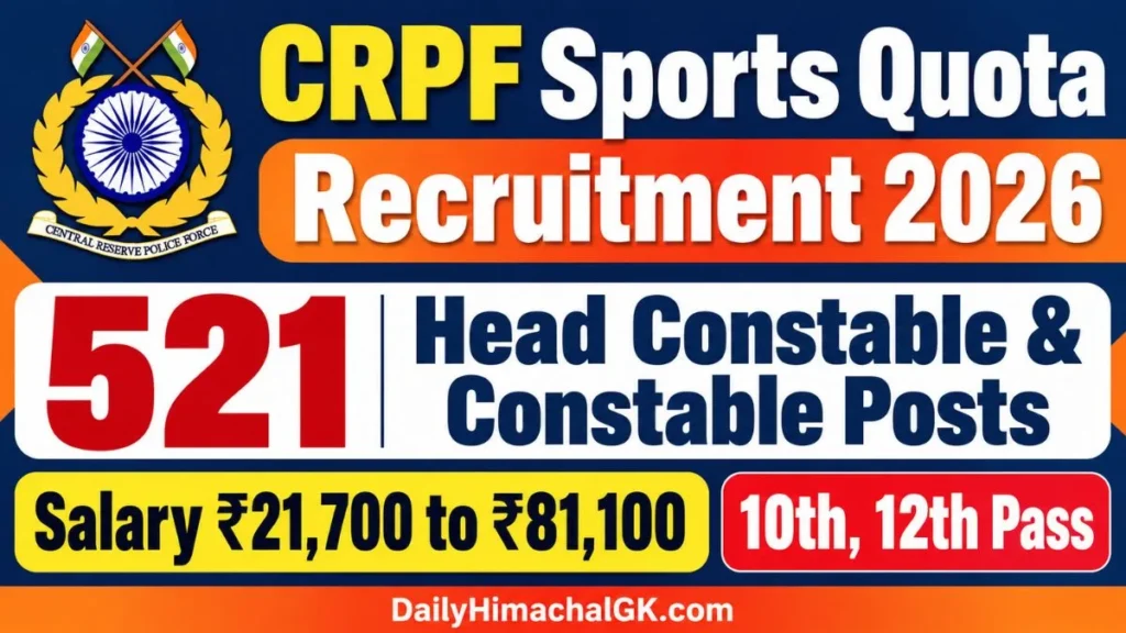 CRPF Sports Quota Recruitment 2026