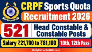 CRPF Sports Quota Recruitment 2026
