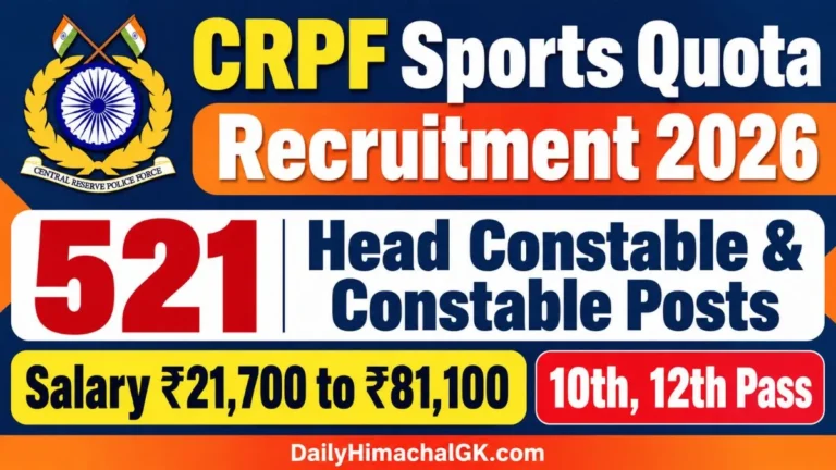 CRPF Sports Quota Recruitment 2026