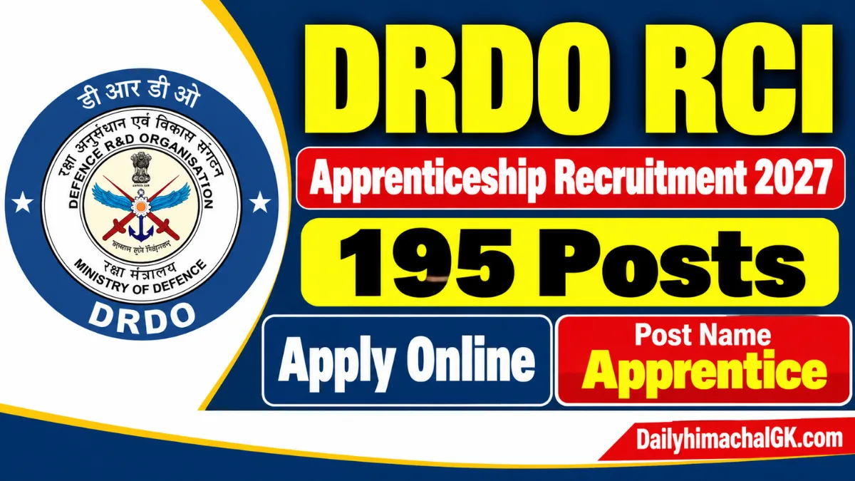 DRDO RCI Apprenticeship Recruitment 2027: 195 Posts, Apply Online, Eligibility, Stipend & Selection Process