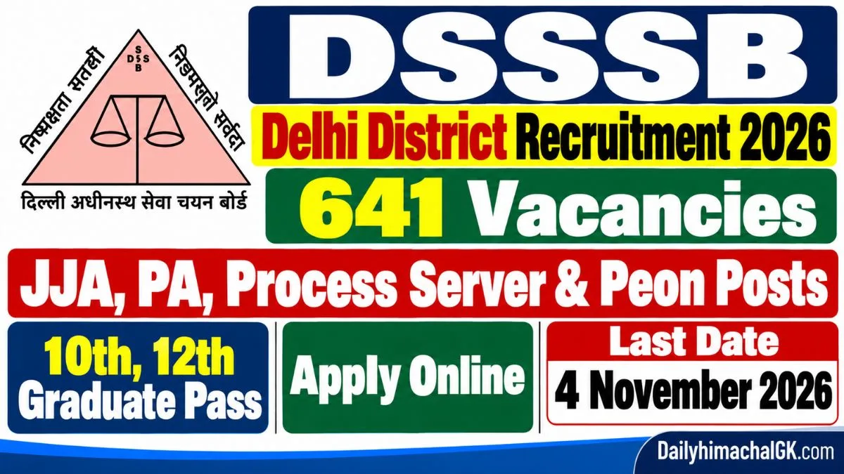 DSSSB Delhi District Court Recruitment 2026: 641 Vacancies for JJA, PA, Process Server & Peon Posts, Apply Online