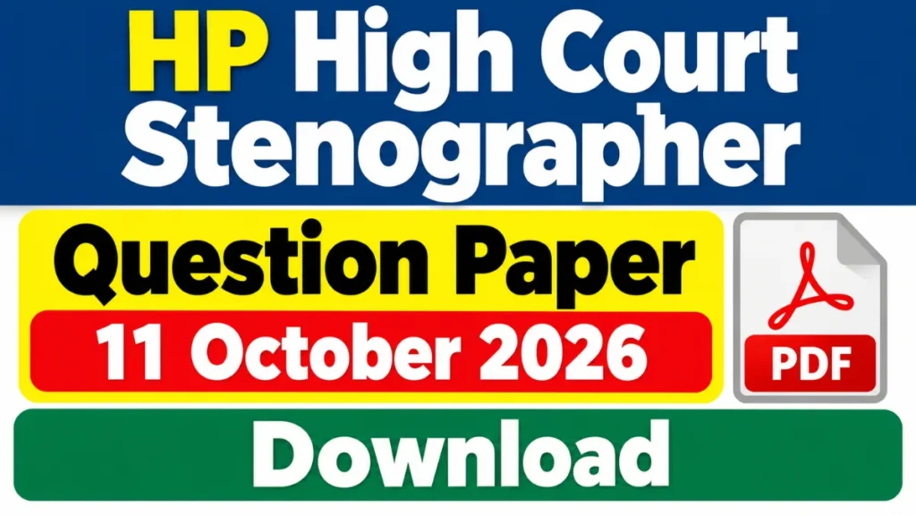 HP High Court Stenographer Question Paper 11 October 2026 PDF Download