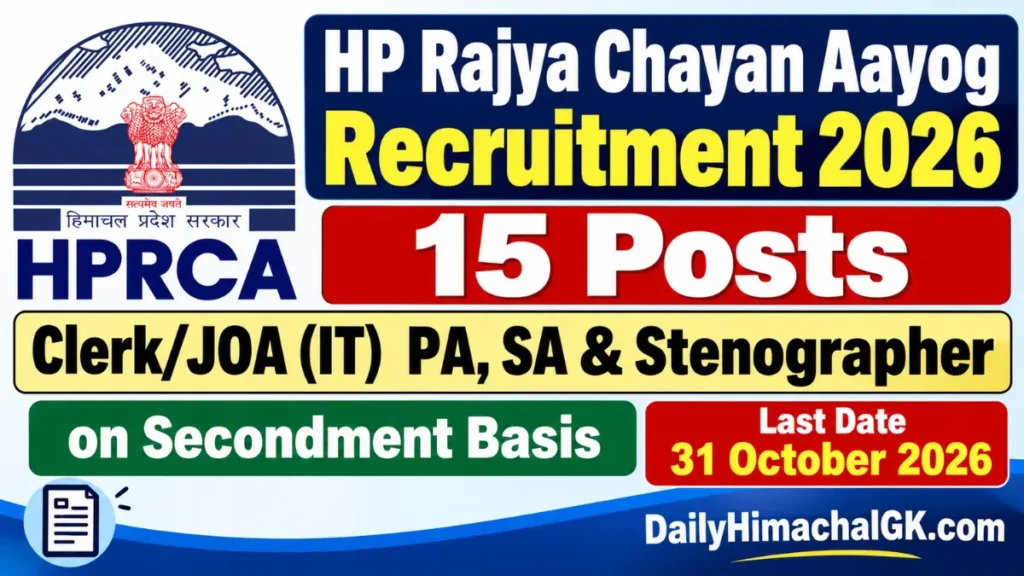 HP Rajya Chayan Aayog Recruitment 2026