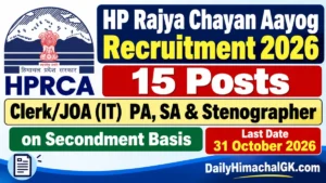 HP Rajya Chayan Aayog Recruitment 2026