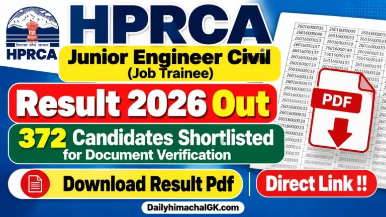 HPRCA JE Civil Result 2026