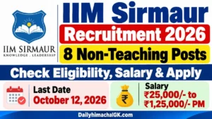 IIM Sirmaur Recruitment 2026 8 Non-Teaching Posts, Check Eligibility, Salary & Apply