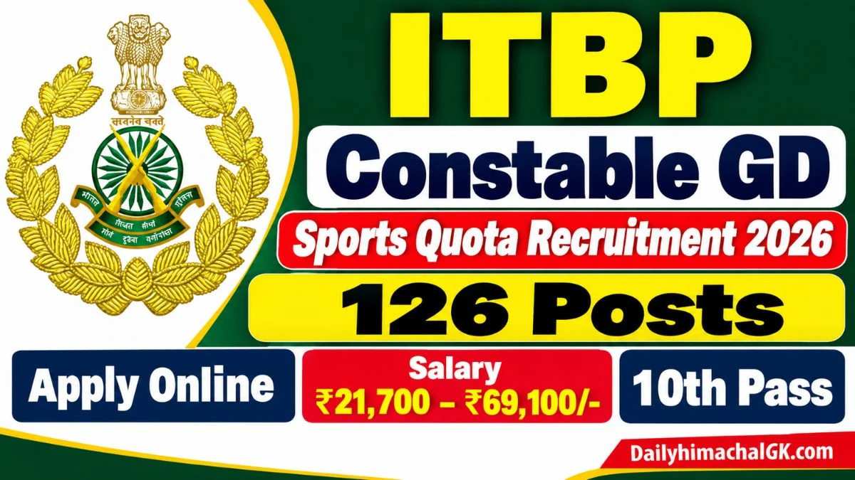 ITBP Constable GD Sports Quota Recruitment 2026: 126 Posts, Apply Online