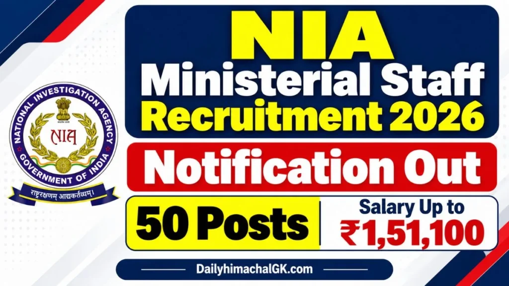 NIA Ministerial Staff Recruitment 2026