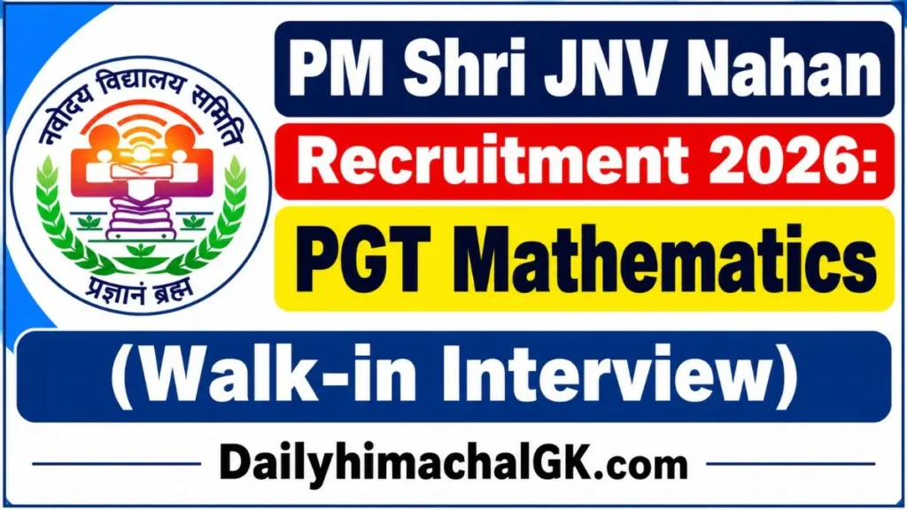 PM Shri JNV Nahan Recruitment 2026