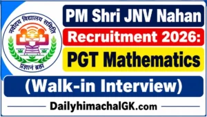 PM Shri JNV Nahan Recruitment 2026
