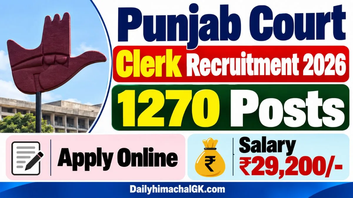 Punjab Court Clerk Recruitment 2026: 1270 Posts, Apply Online, Eligibility, Salary & Selection Process