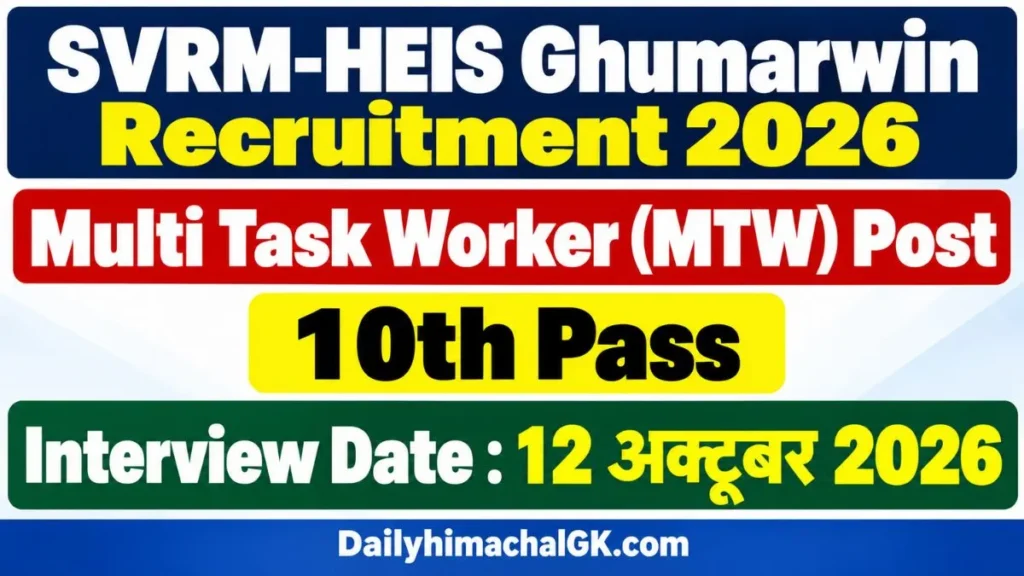 SVRM-HEIS Ghumarwin Recruitment 2026 Notification Out