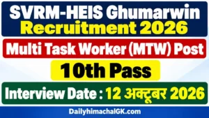SVRM-HEIS Ghumarwin Recruitment 2026 Notification Out