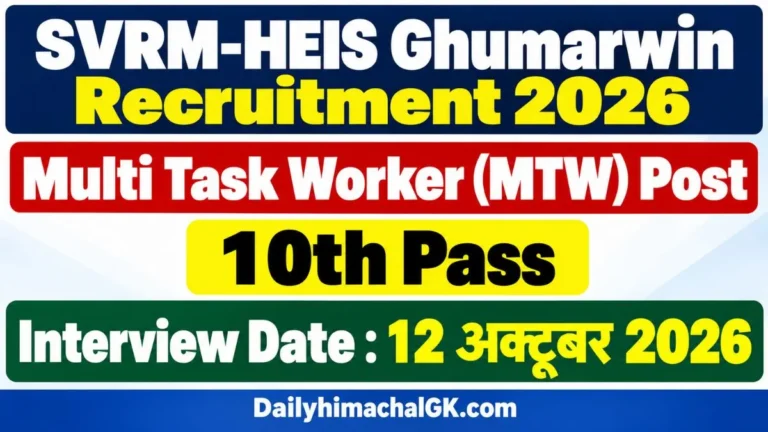 SVRM-HEIS Ghumarwin Recruitment 2026 Notification Out